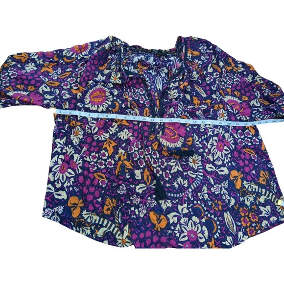 Rachel Zoe Women's Purple, Pink Floral Round Neck 3/4 Sleeve Boho Size Large - Picture 4 of 9